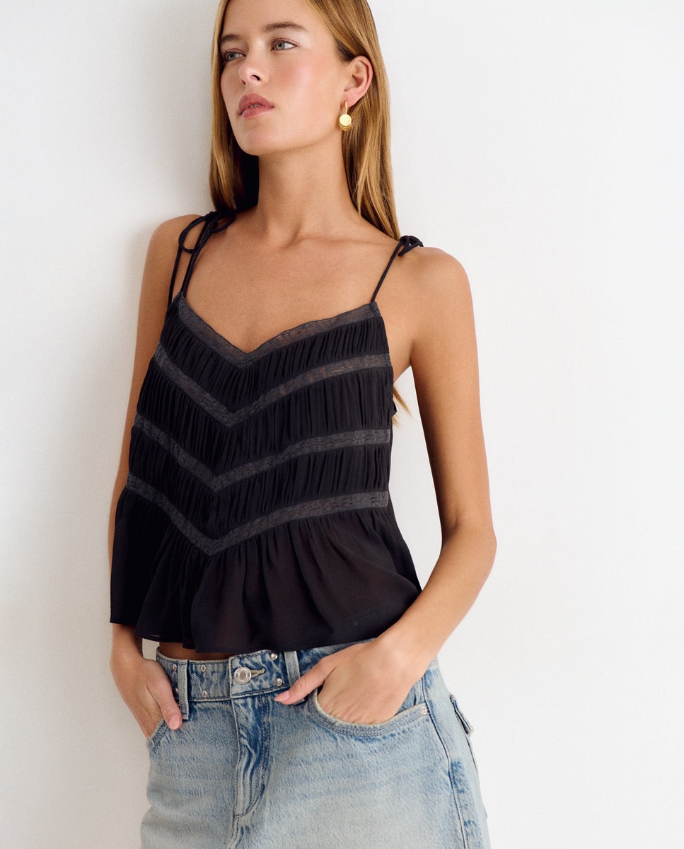 Top de mujer de tirantes con detalles de encaje - Brownie - Antracita Antracita-1