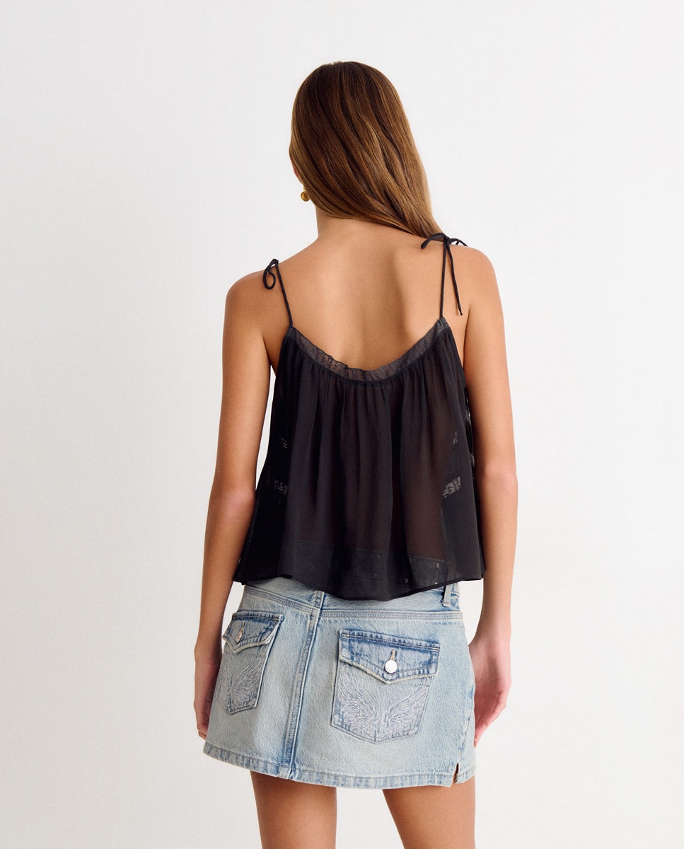Top de mujer de tirantes con detalles de encaje - Brownie - Antracita Antracita-2