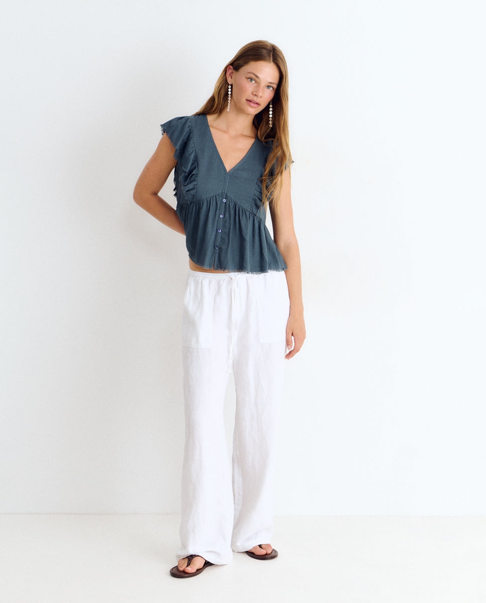 Blusa de mujer con volantes - Brownie - Verde Verde-3