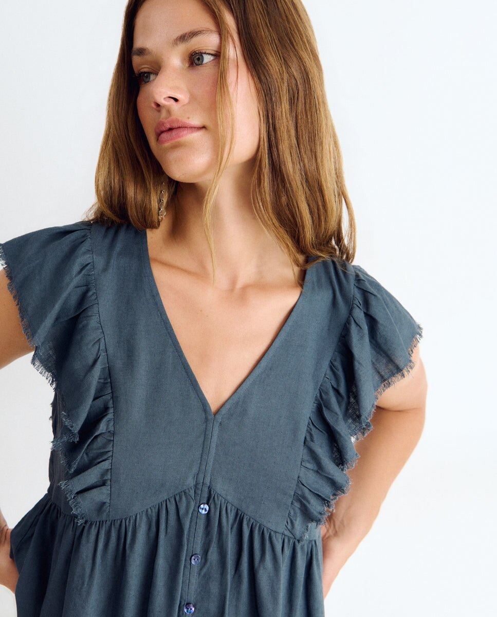 Blusa de mujer con volantes - Brownie - Verde Verde-4