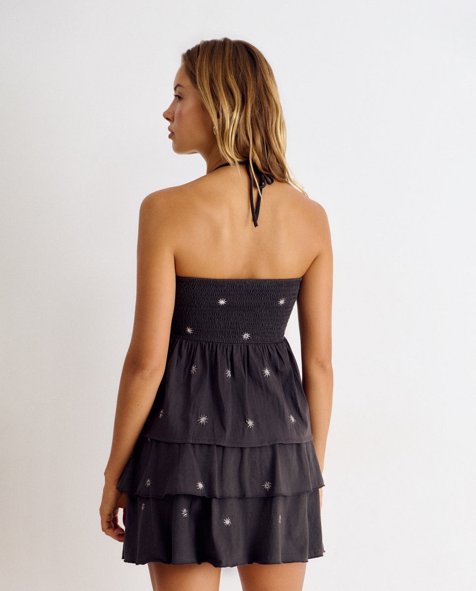 Top de mujer con smock y bordados - Brownie - Gris Gris-2