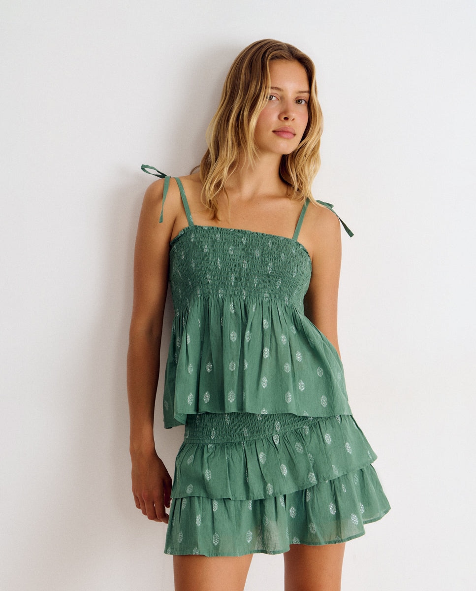 Top de mujer de tirantes con smock - Brownie - Verde Verde-4