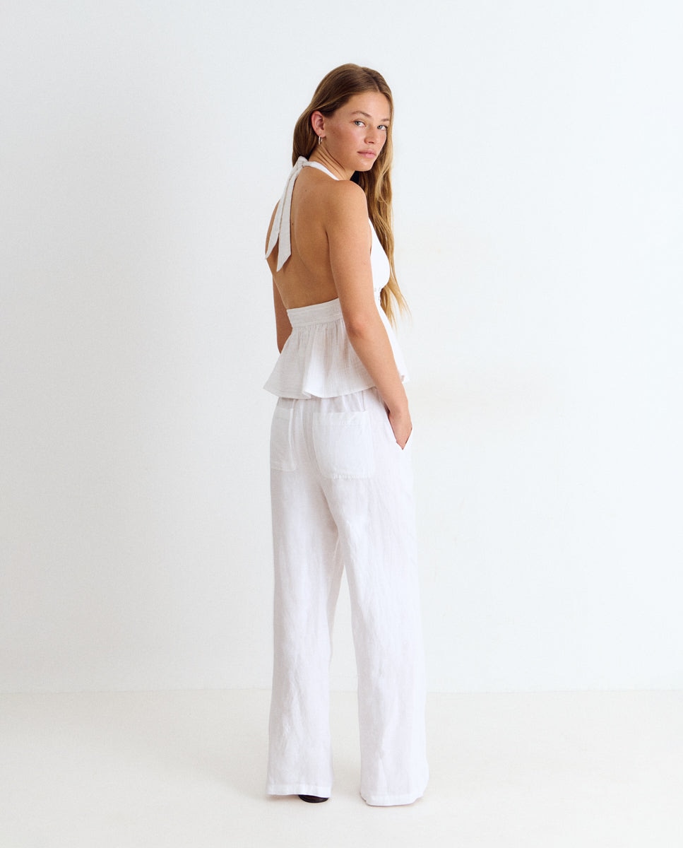 Top de mujer con espejos y cuello halter - Brownie - Blanco Blanco-2