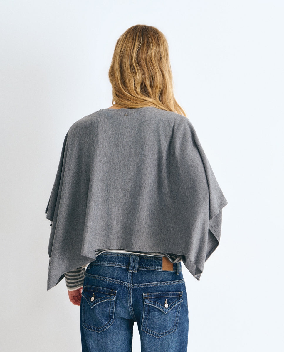 Jersey de mujer tipo capa de punto - Brownie - Gris Gris-2
