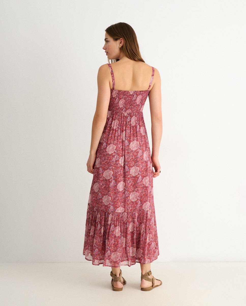 Vestido largo de tirantes con estampado - Brownie - Rosa Rosa-2