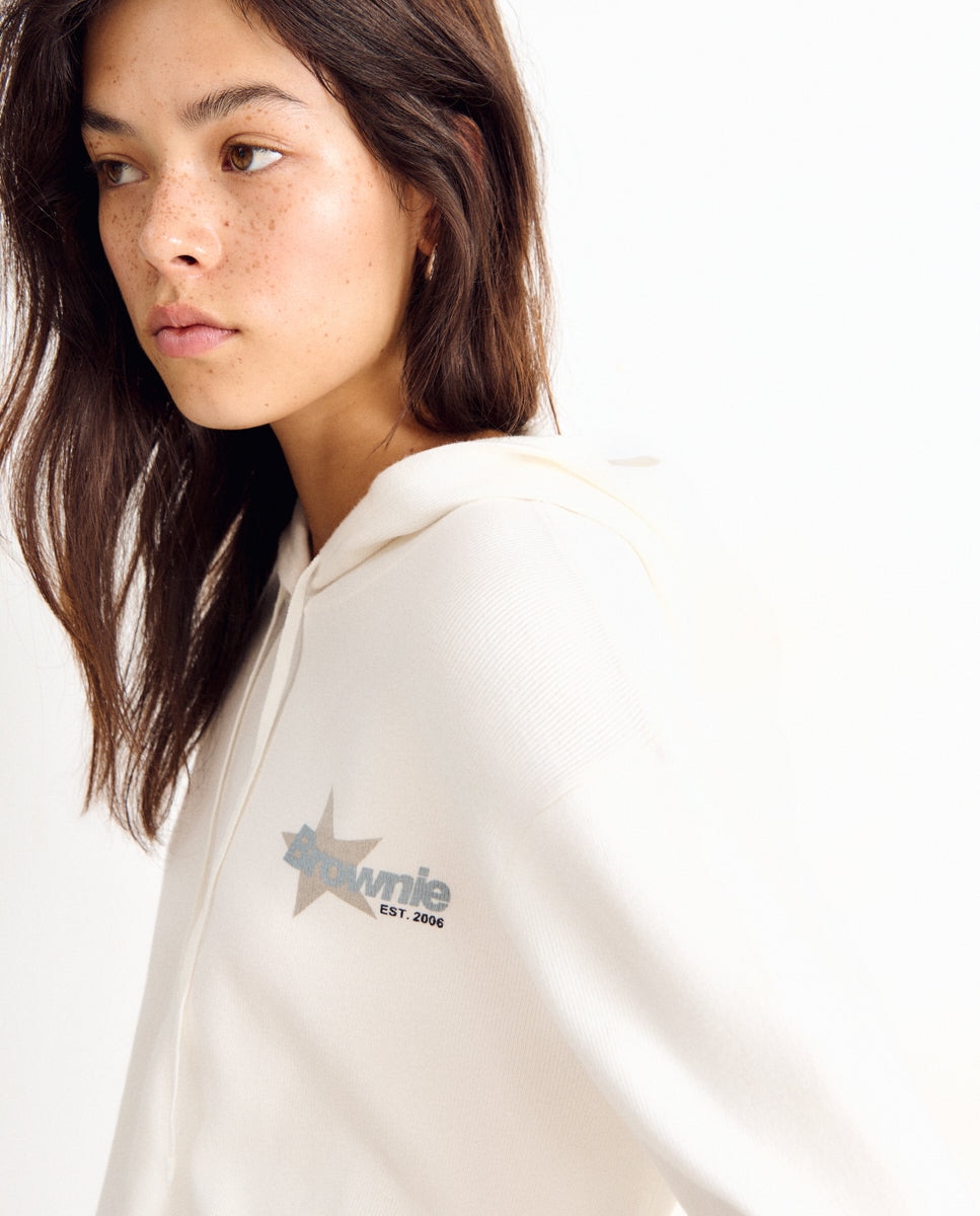 Jersey de mujer con capucha y logo con estrellas - Brownie - Crudo Crudo-4