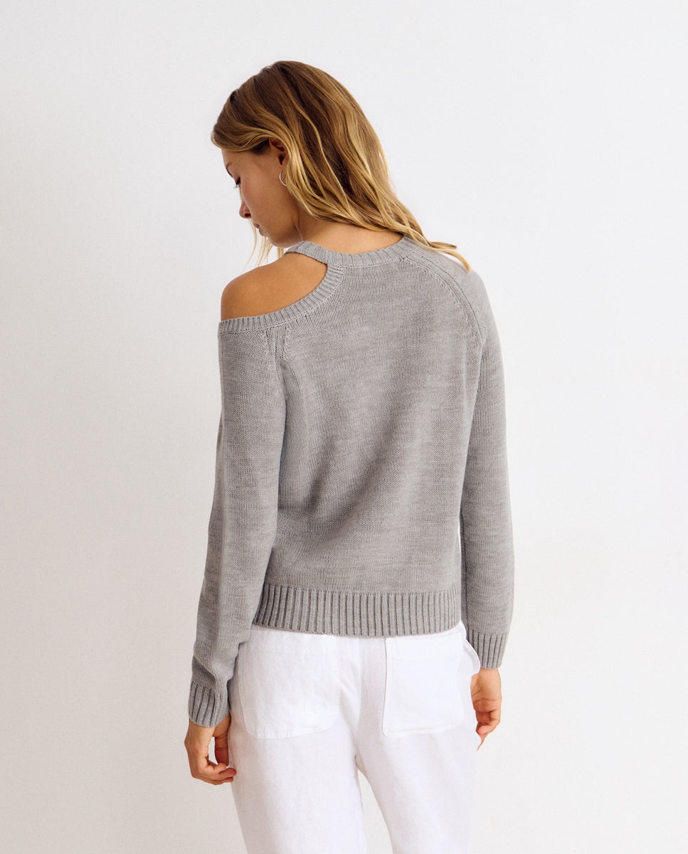 Jersey de mujer de manga larga con cut-out - Brownie - Gris Gris-2
