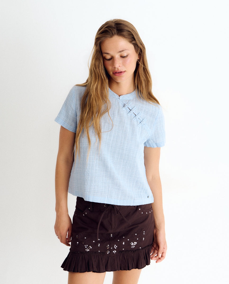 Blusa de mujer con lazos - Brownie - Azul Azul-1