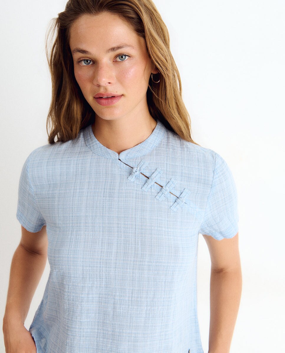 Blusa de mujer con lazos - Brownie - Azul Azul-4