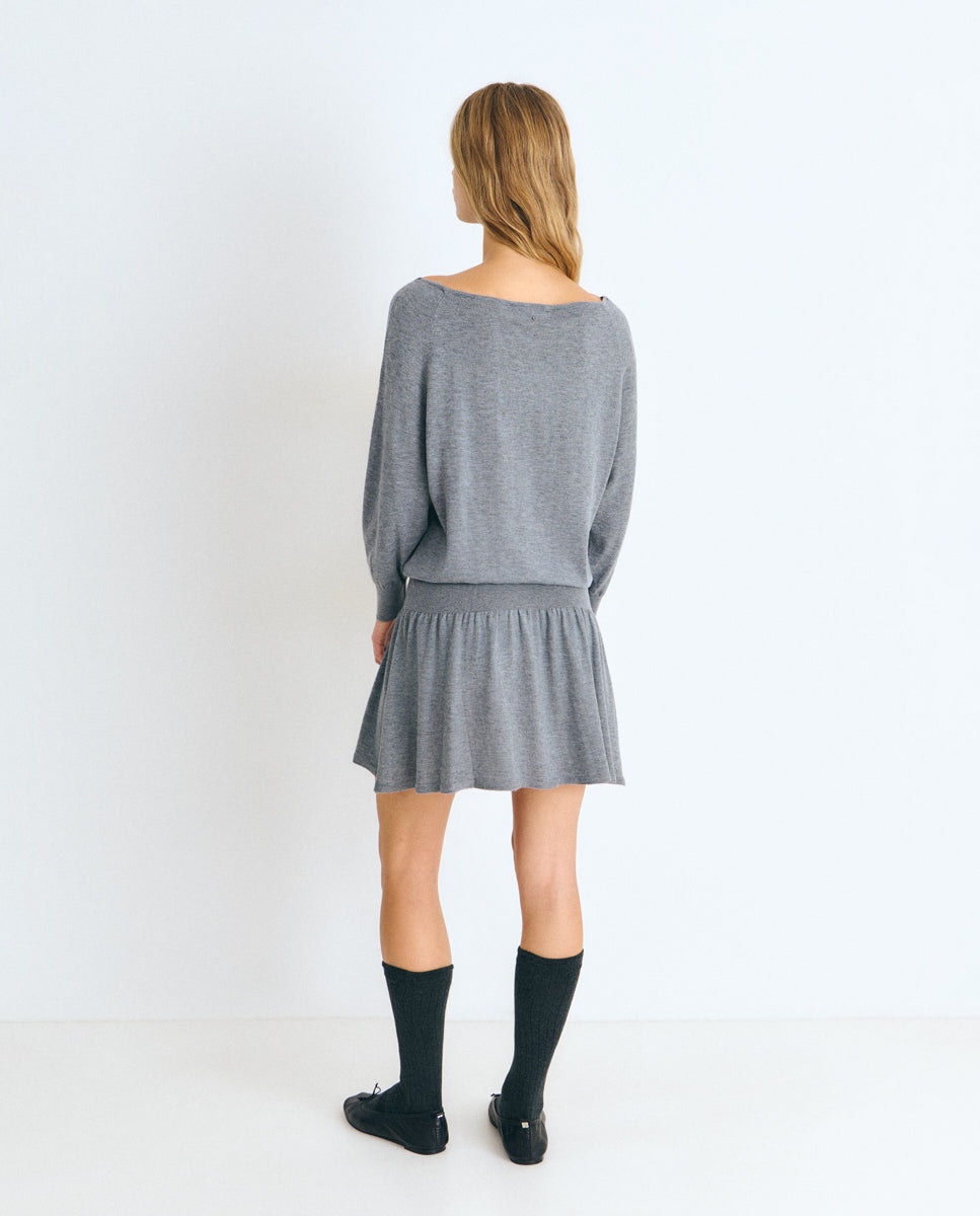 Vestido corto con fajín - Brownie - Gris Gris-2