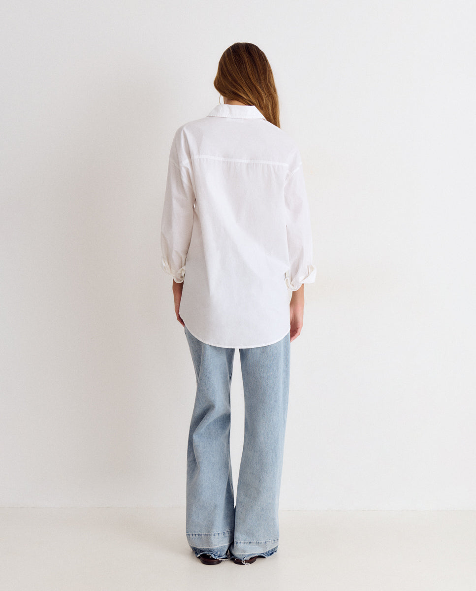 Imagen 2 de Camisa básica de mujer con detalle de cierre - Brownie - Blanco Blanco