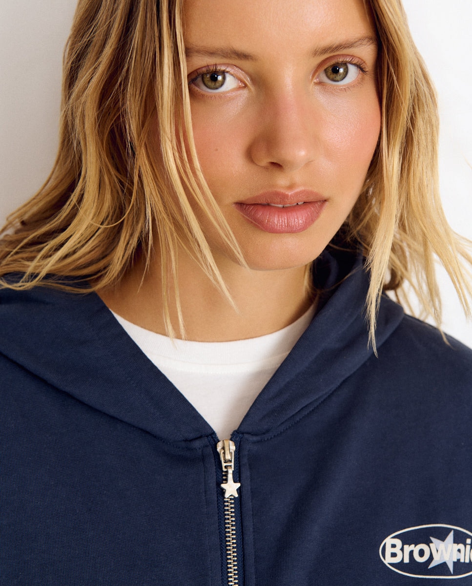 Imagen 4 de Chaqueta de mujer de felpa con logo y estrellas - Brownie - Azul Azul