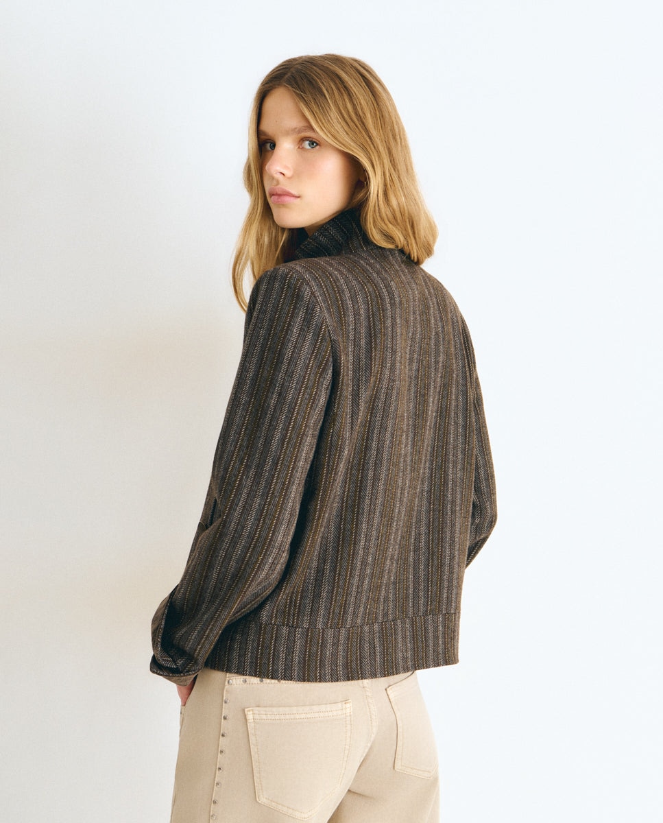 Chaqueta de mujer de paño abotonada - Brownie - Gris Gris-2
