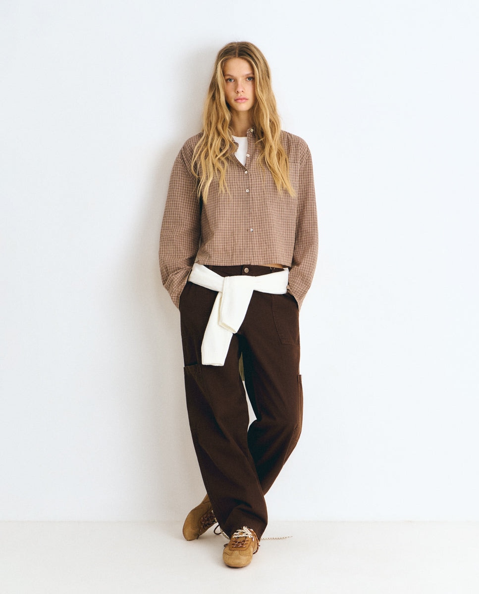 Camisa de mujer de cuadros - Brownie - Crudo Crudo-3