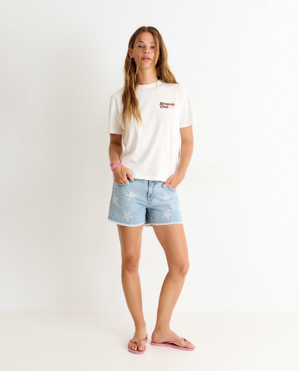 Camiseta de mujer con perro surfero - Brownie - Blanco Blanco-2