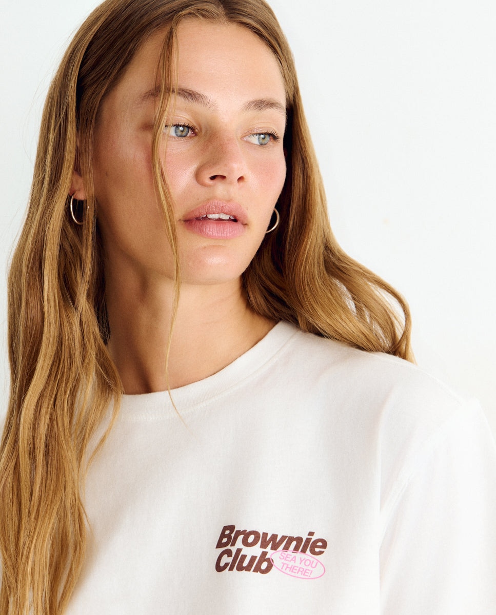 Camiseta de mujer con perro surfero - Brownie - Blanco Blanco-3