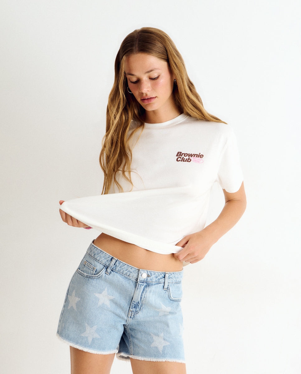 Camiseta de mujer con perro surfero - Brownie - Blanco Blanco-4
