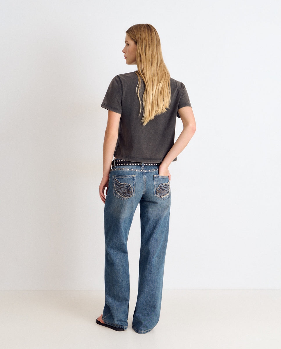 Camiseta de mujer de manga corta con logo brownie - Gris Gris-2