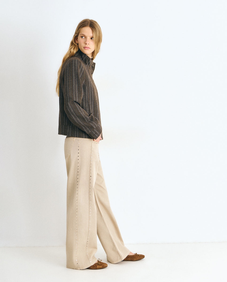 Pantalón recto de mujer con tachas - Brownie - Arena Arena-1