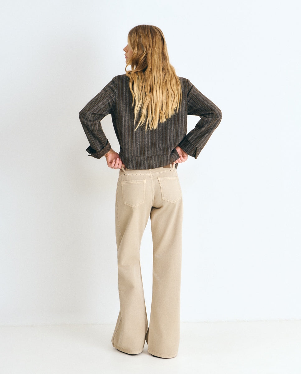 Pantalón recto de mujer con tachas - Brownie - Arena Arena-2
