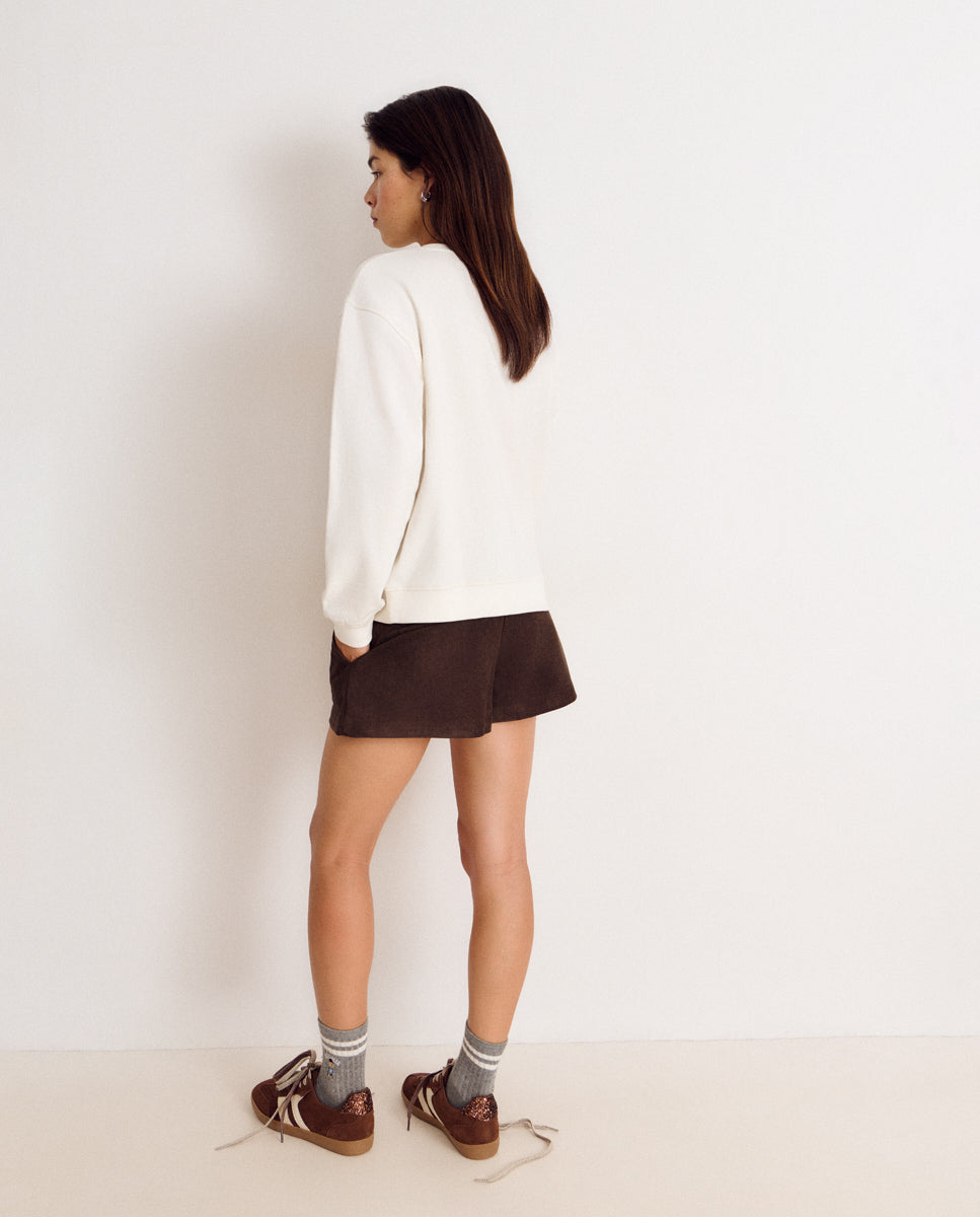 Sudadera de mujer con logo y perrito - Brownie - Crudo Crudo-2