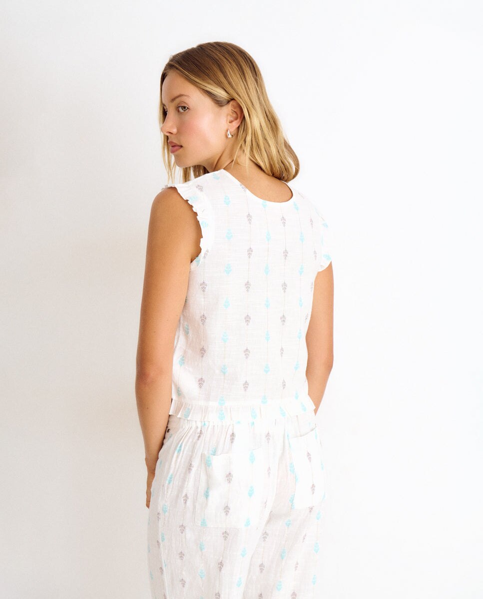 Blusa de mujer multiposición con bordados - Brownie - Marrón Marrón-2