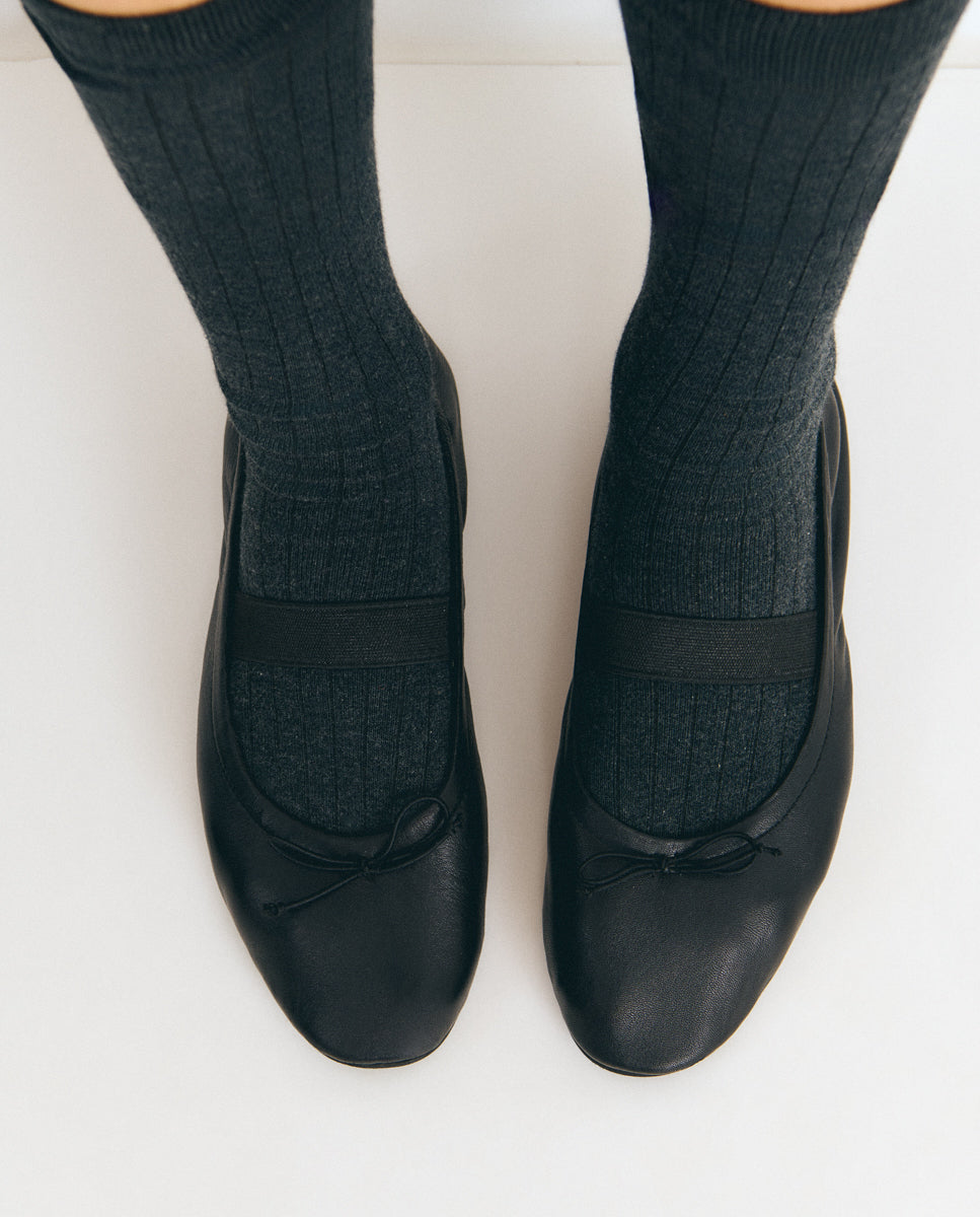 Bailarina de mujer de piel con tira - Brownie - Negro Negro-3