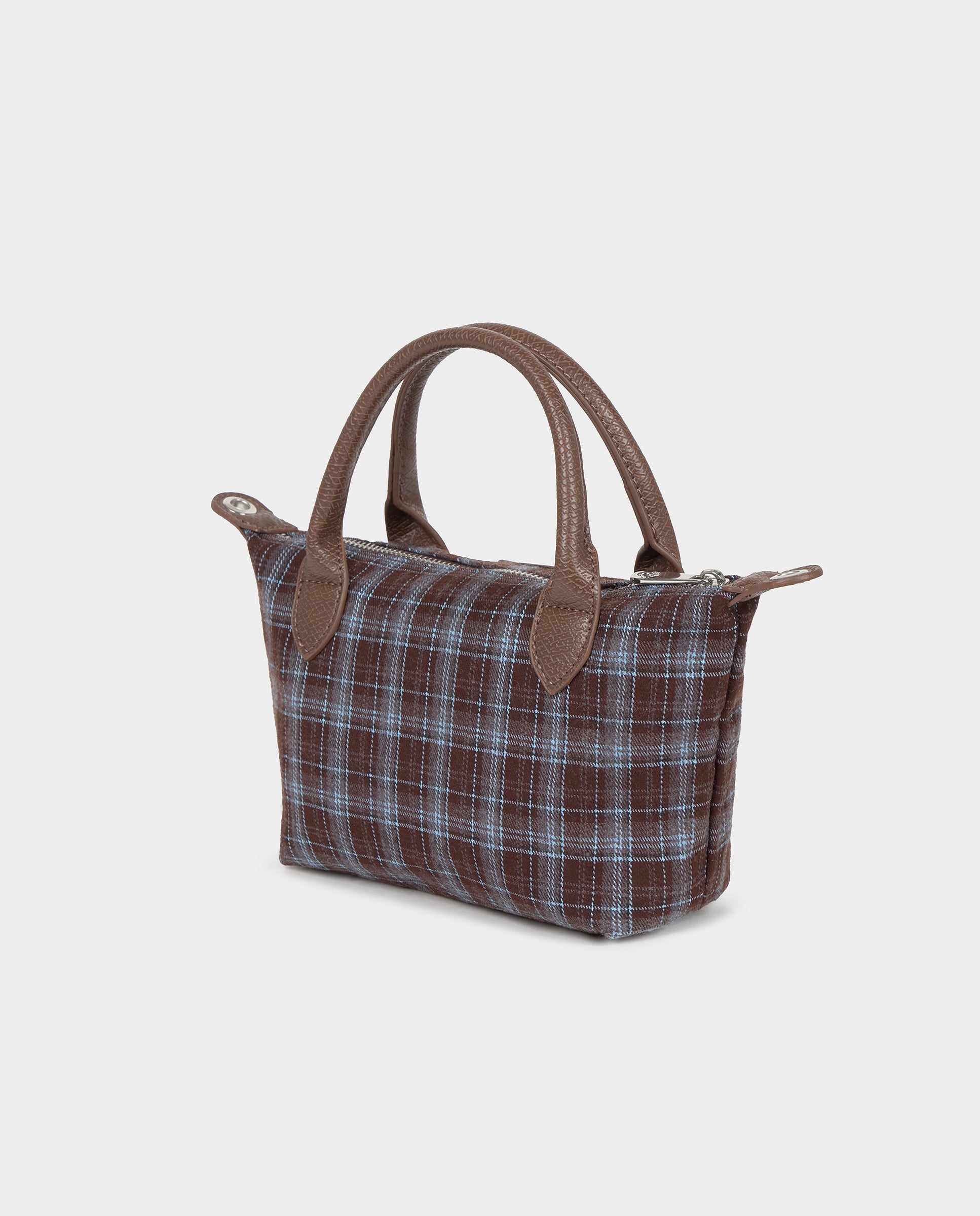 Bolso de hombro de mujer tipo shopper de cuadros - Brownie - Marrón oscuro Marrón oscuro-4