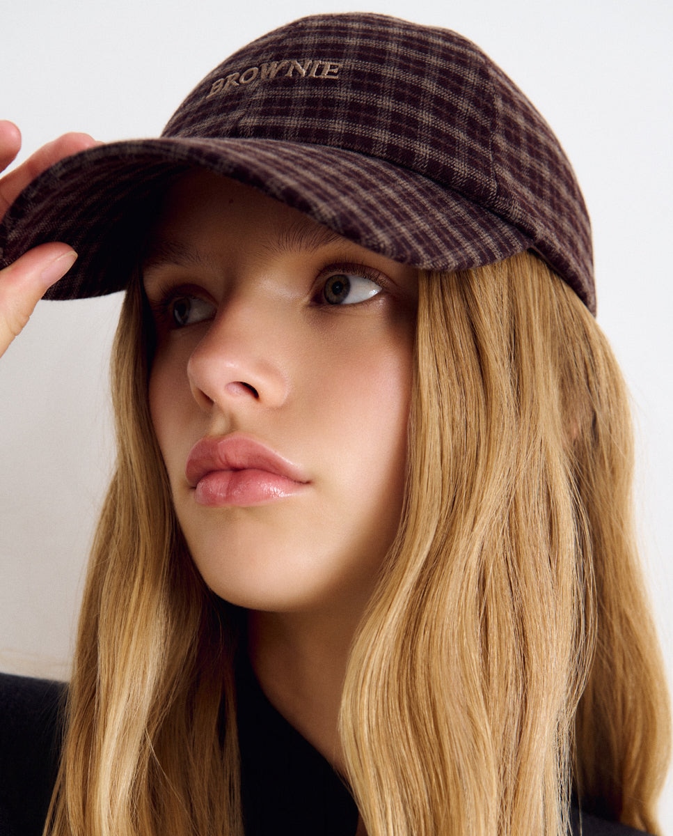 Gorra de mujer de cuadros con logo - Brownie - Granate Granate-2
