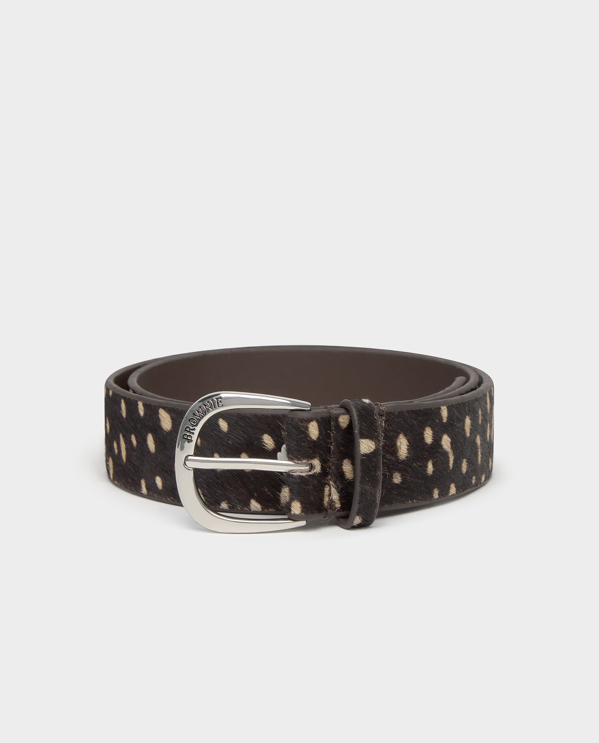 Cinturón de mujer de piel animal print - Brownie - Marrón Marrón-1