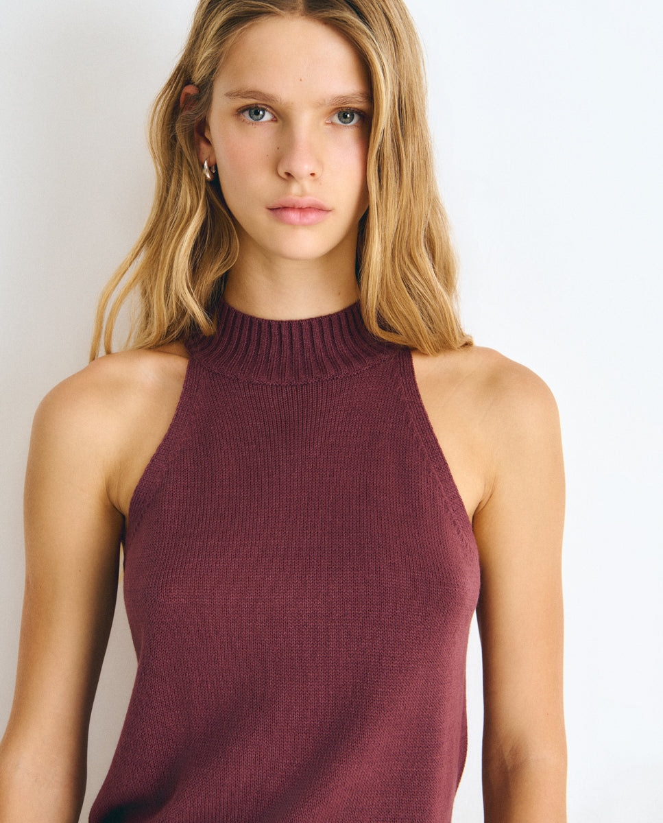 Top de mujer con cuello halter - Brownie - Berenjena Berenjena-4