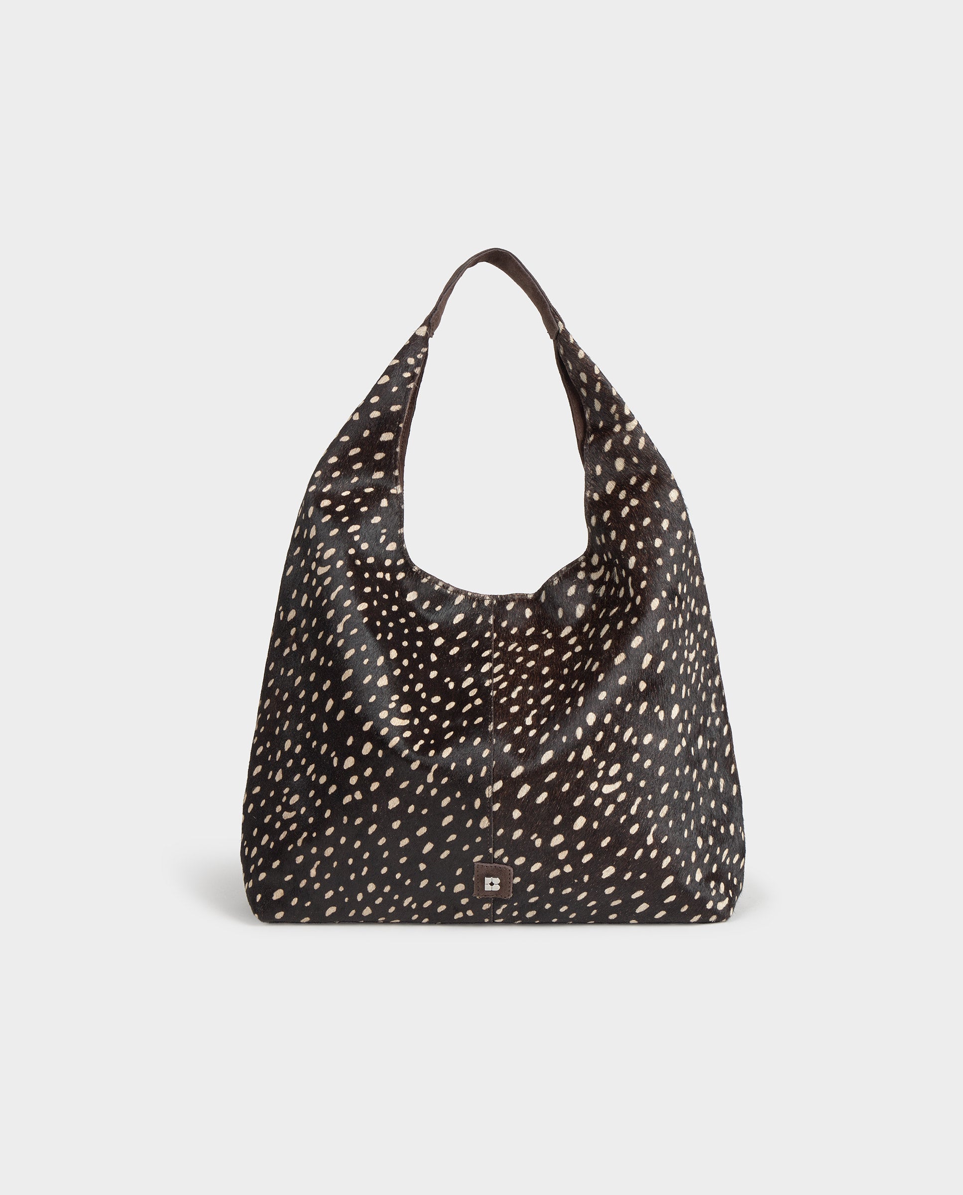 Bolso de hombro de mujer de piel animal print - Brownie - Marrón Marrón-1
