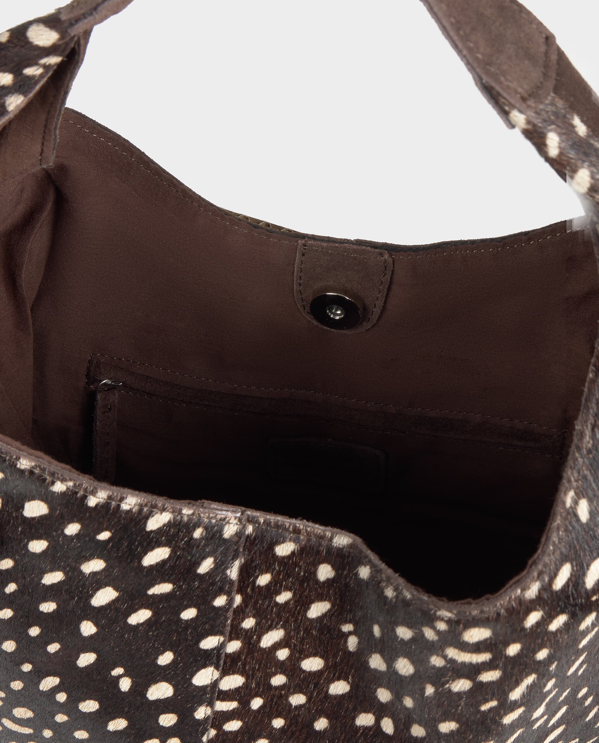 Bolso de hombro de mujer de piel animal print - Brownie - Marrón Marrón-5