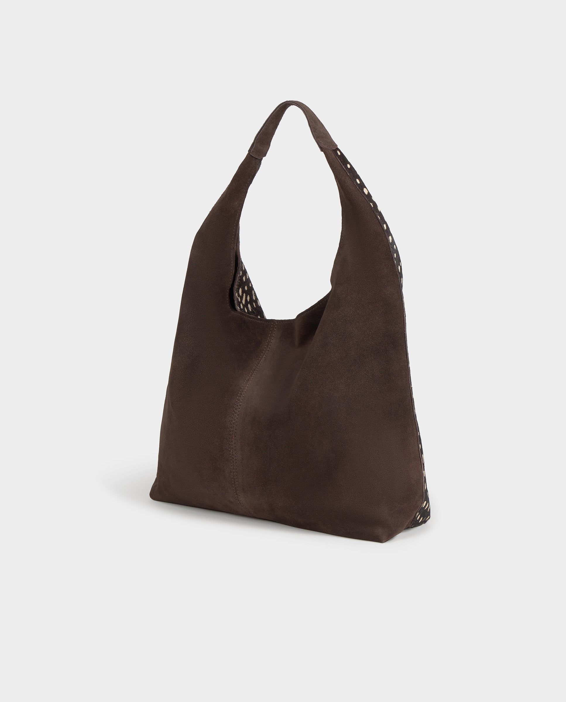 Bolso de hombro de mujer de piel animal print - Brownie - Marrón Marrón-4