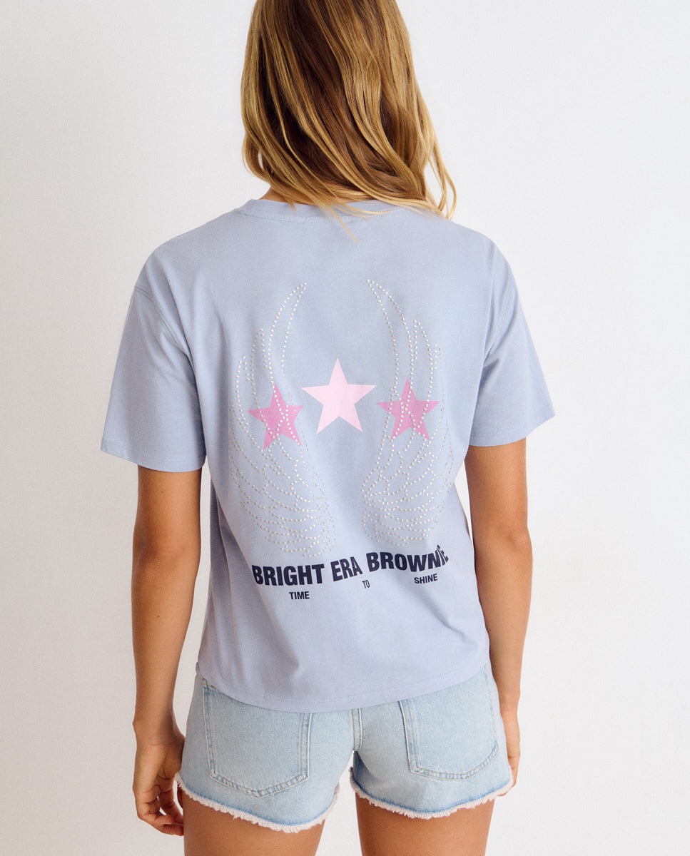 Camiseta de mujer con alas y logo - Brownie - Azul Azul-2