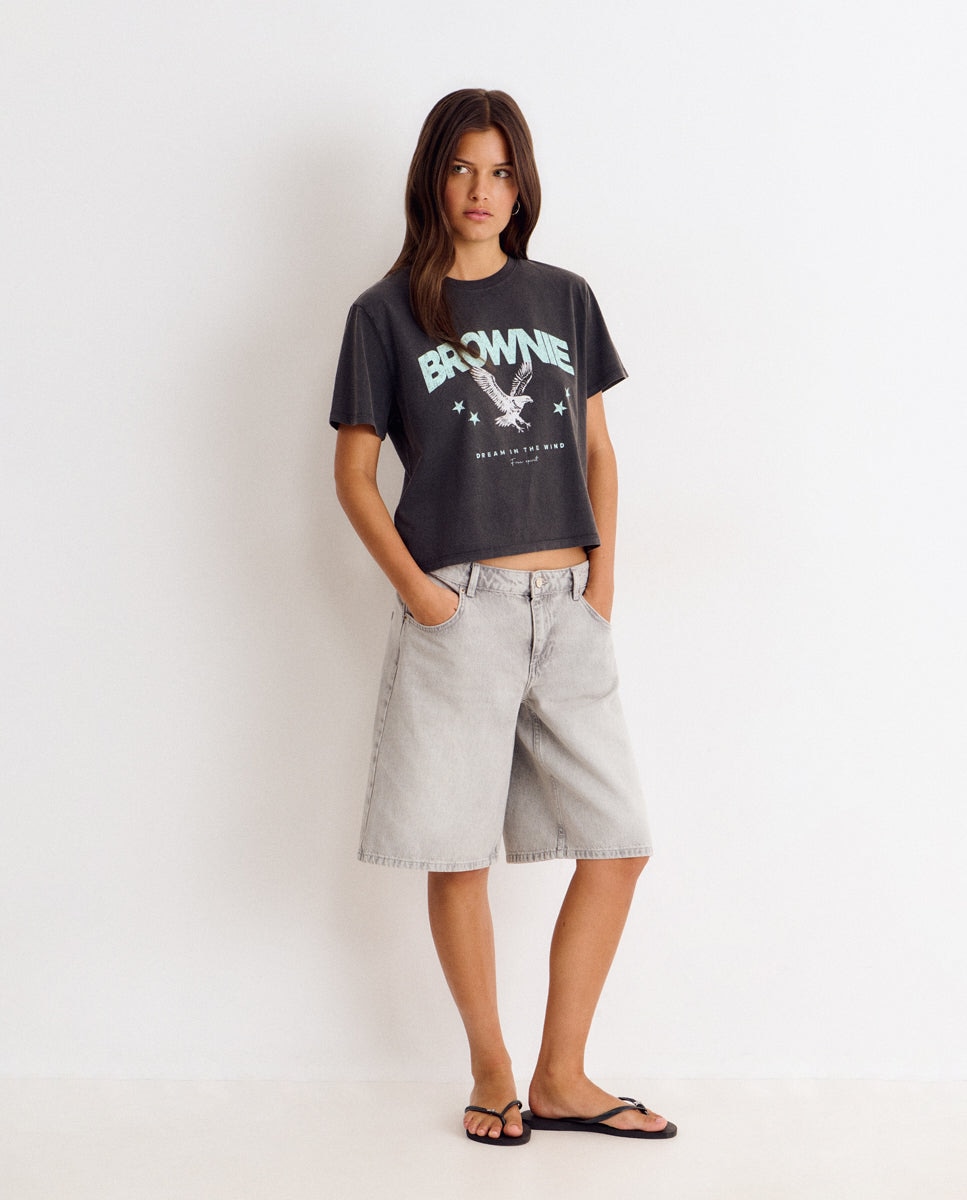 Camiseta de mujer con logo y alas - Brownie - Antracita Antracita-3