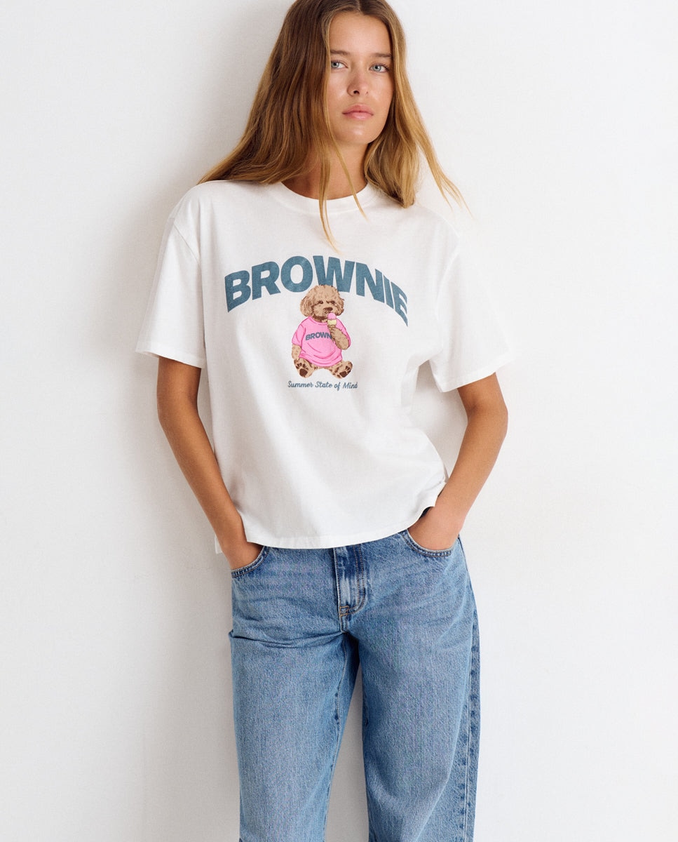 Imagen 0 de Camiseta de mujer con logo y perrito Blanco