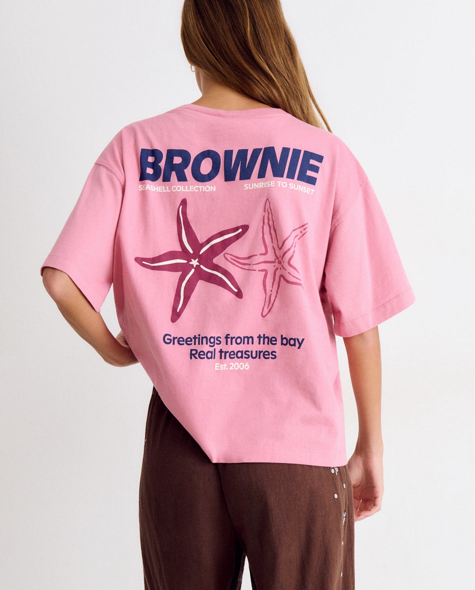 Imagen 0 de Camiseta de mujer con logo y estrellas Rosa