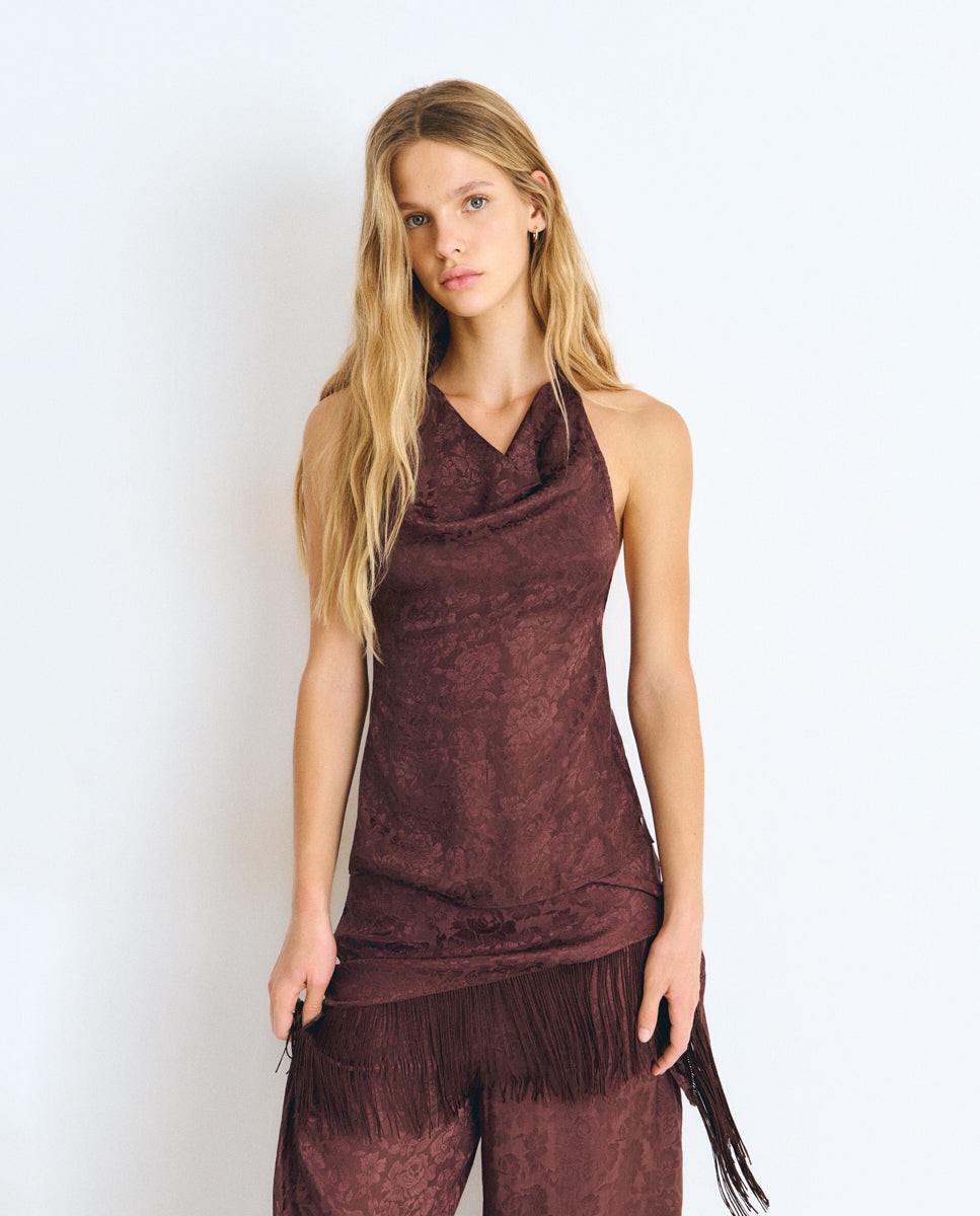 Imagen 0 de Top de mujer con cuello halter Marrón