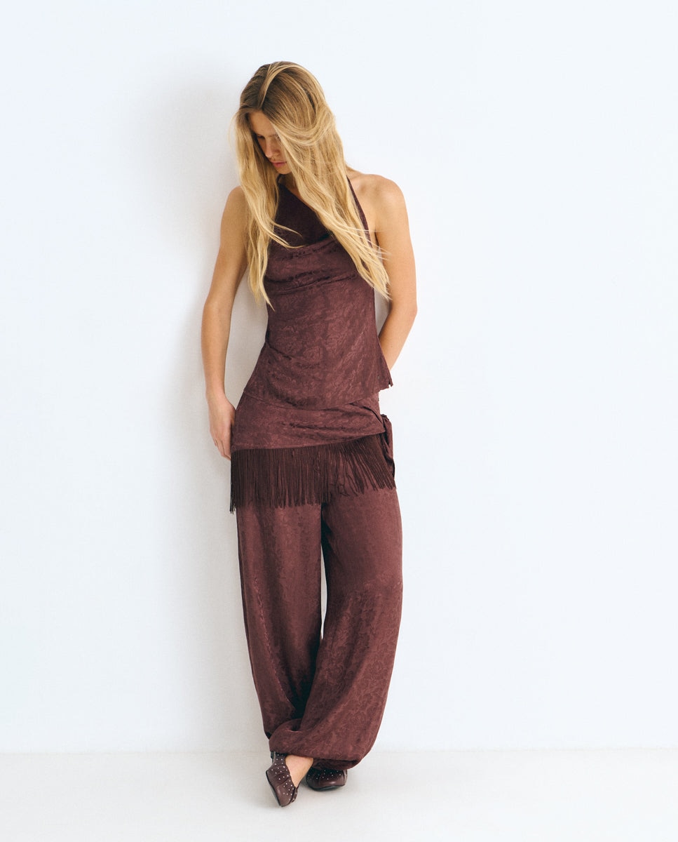 Top de mujer con cuello halter - Brownie - Marrón Marrón-3