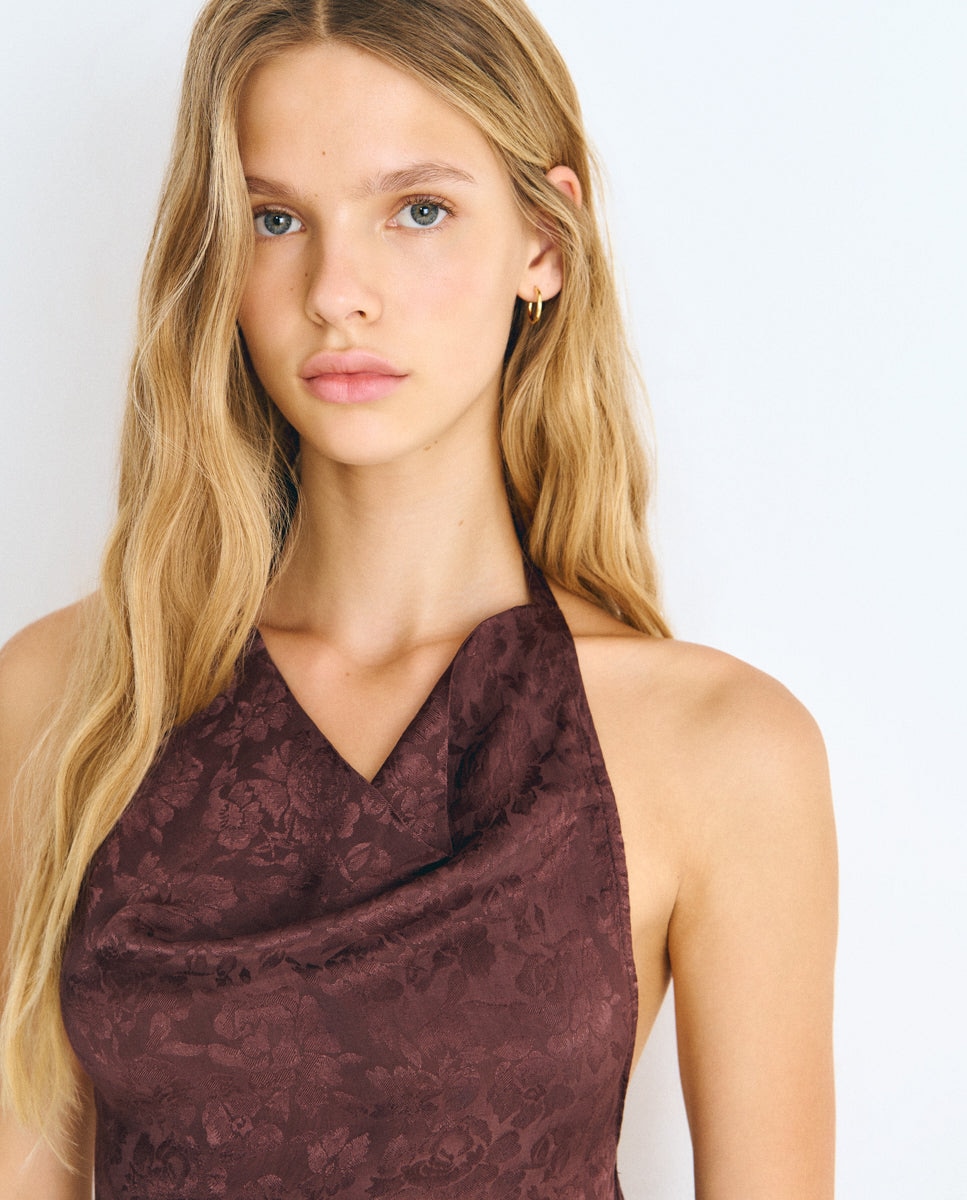 Top de mujer con cuello halter - Brownie - Marrón Marrón-4