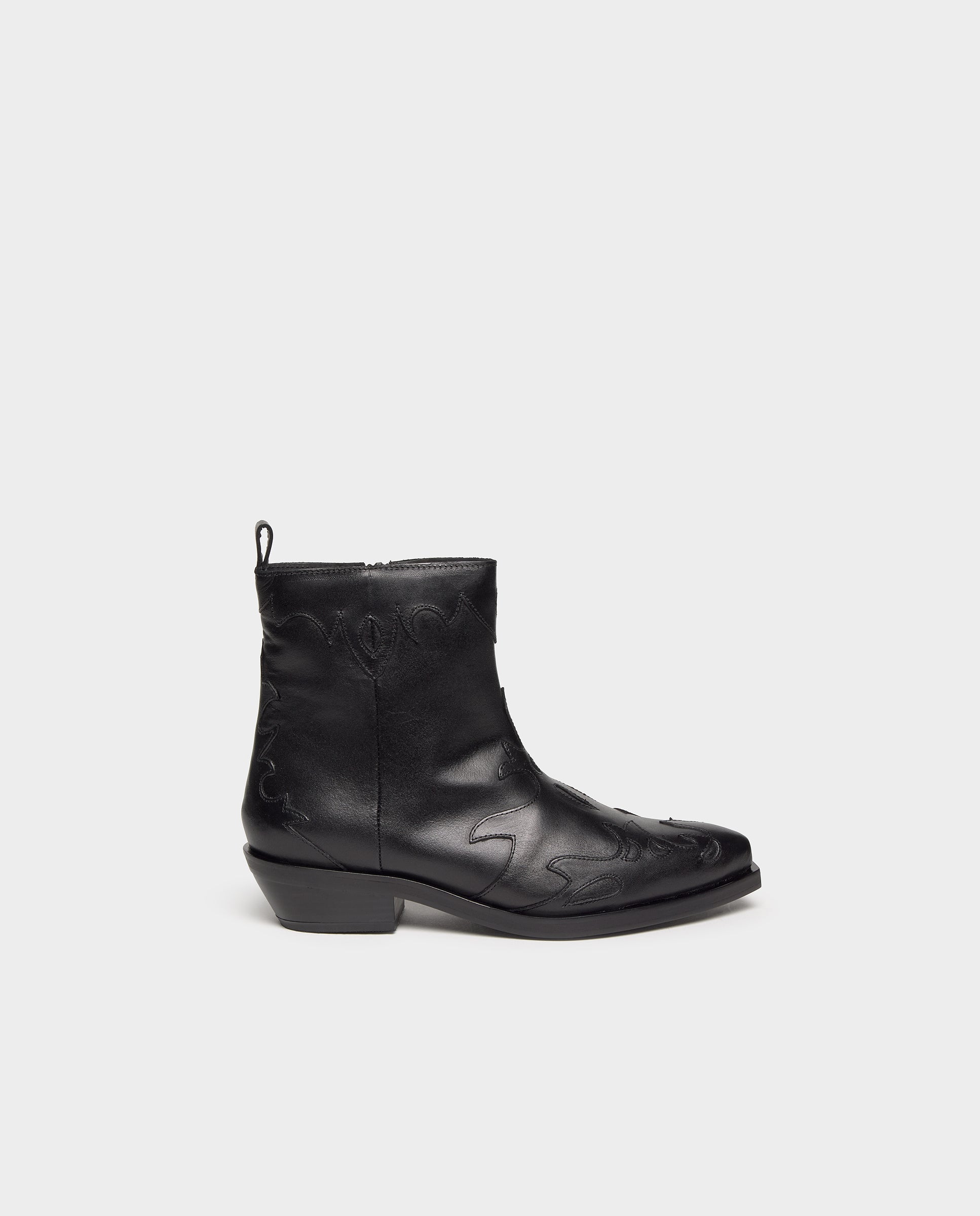 Imagen 1 de Botines de mujer de piel estilo cowboy - Brownie - Negro Negro