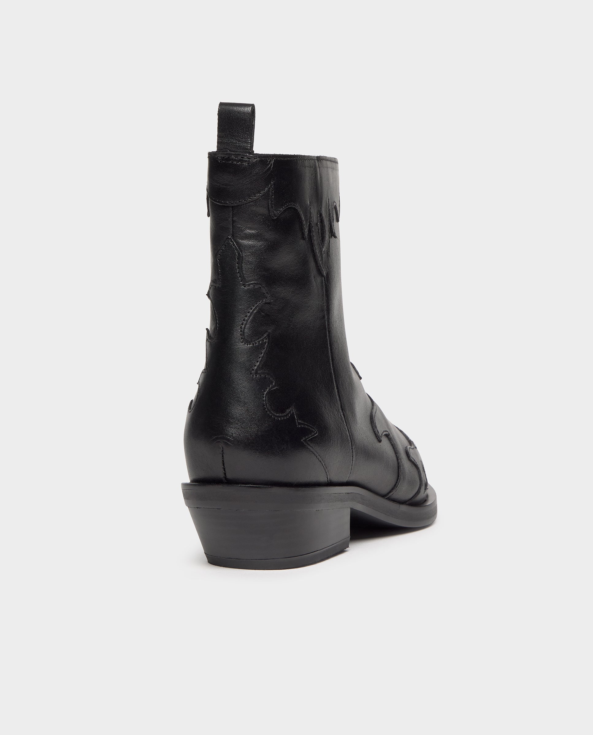 Imagen 4 de Botines de mujer de piel estilo cowboy - Brownie - Negro Negro