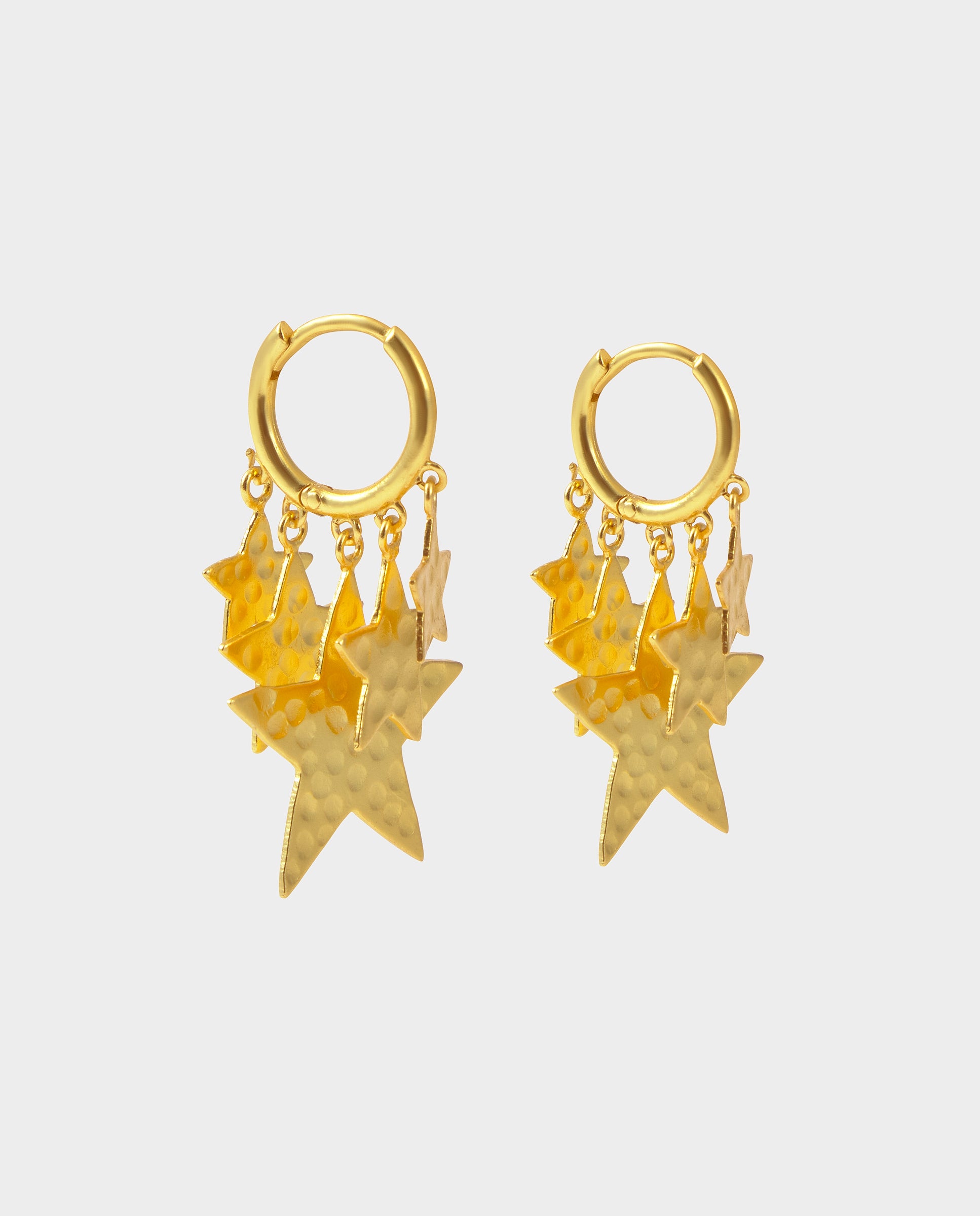 Imagen 0 de Pendientes de aro con estrellas dorados Plata