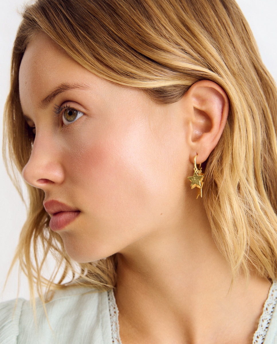 Pendientes de aro con estrellas dorados - Brownie - Dorado Dorado-2