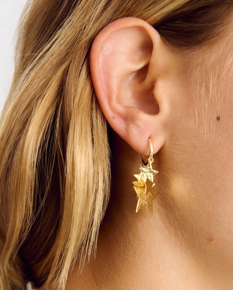 Pendientes de aro con estrellas dorados - Brownie - Dorado Dorado-3