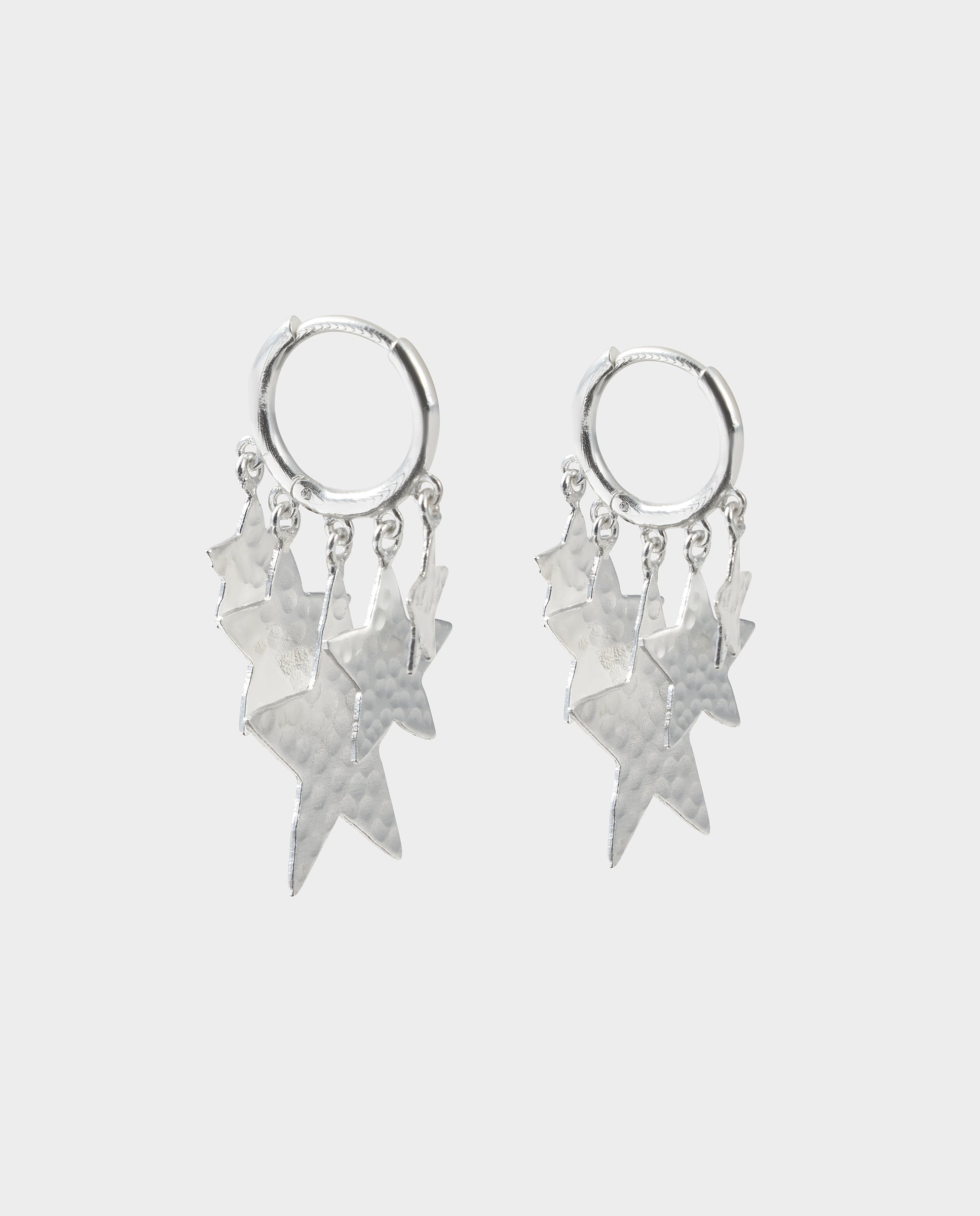 Imagen 1 de Pendientes de aro con estrellas plateados Plata