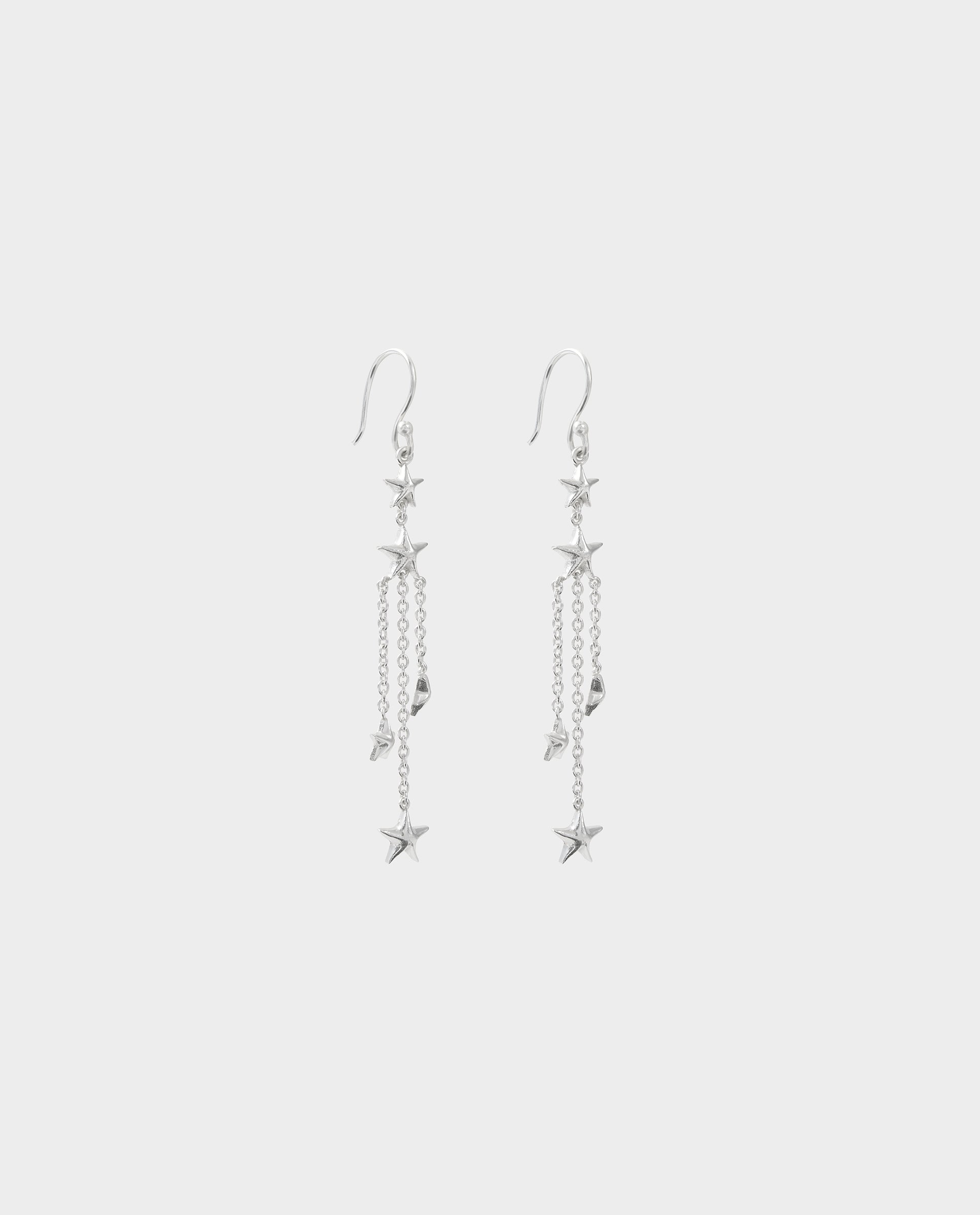 Pendientes de aro con estrellas dorados - Brownie - Plata Plata-1