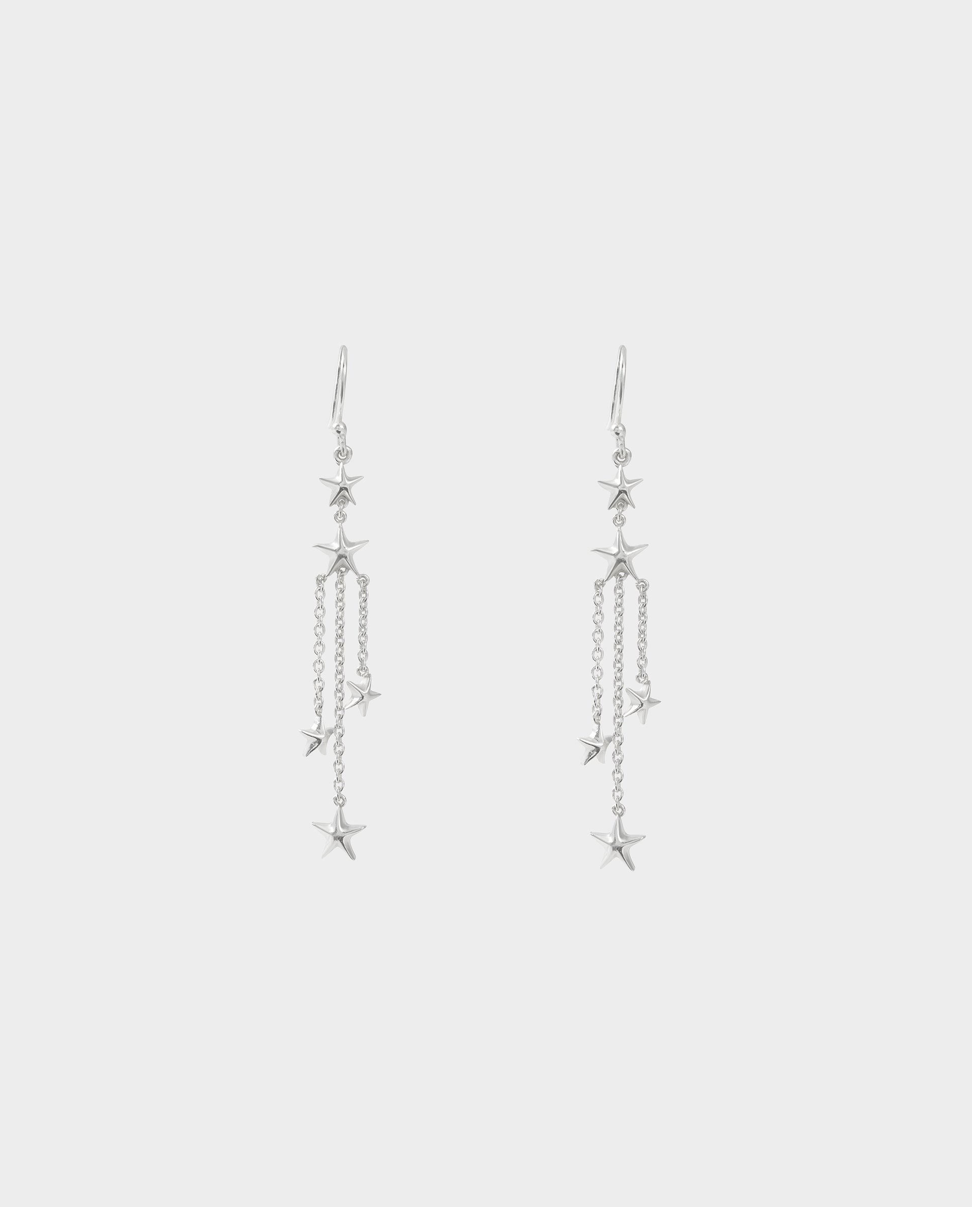 Pendientes de aro con estrellas dorados - Brownie - Plata Plata-5
