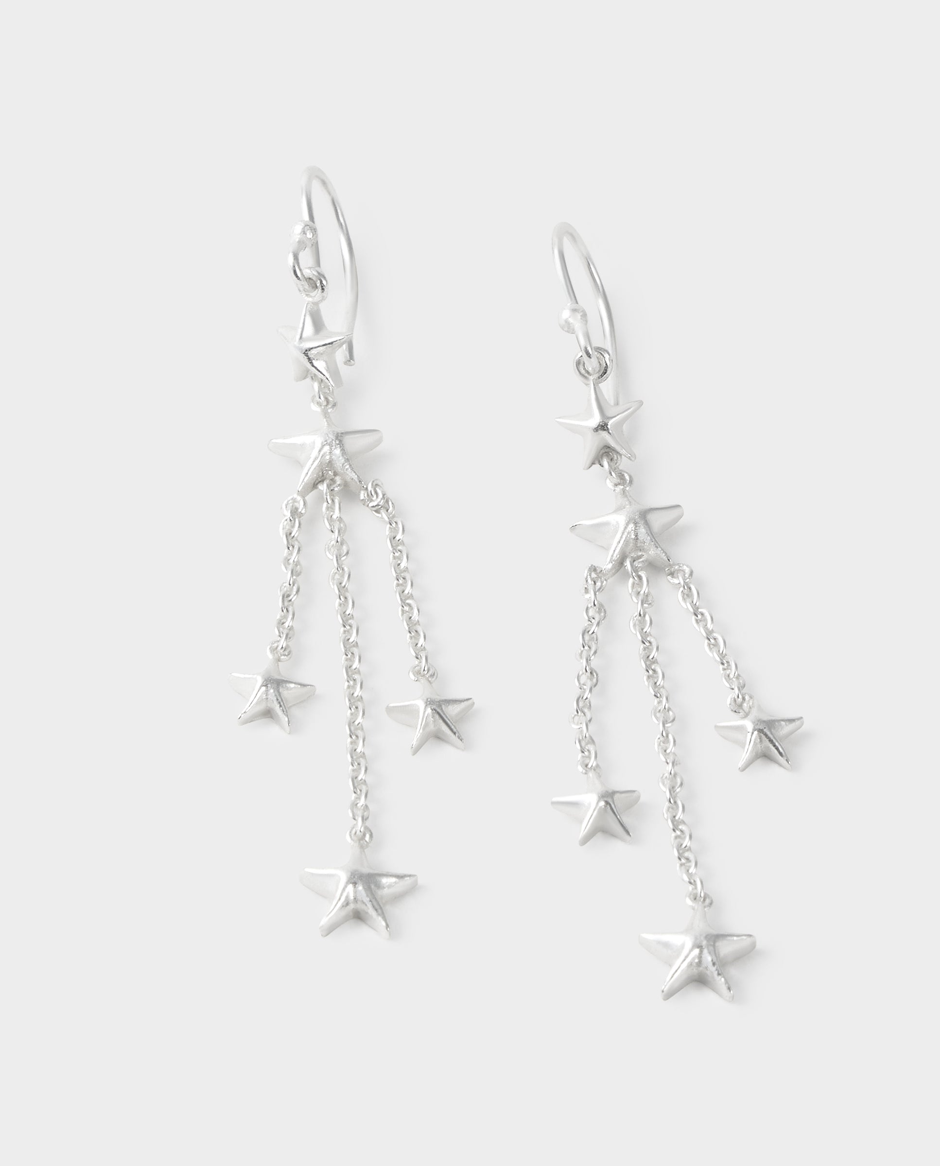 Pendientes de aro con estrellas dorados - Brownie - Plata Plata-4